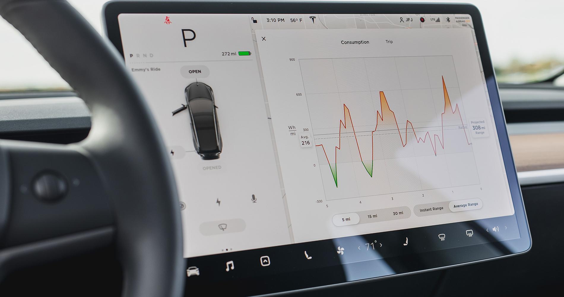 Tesla Model 3 Dual Range 4WD schermo touch